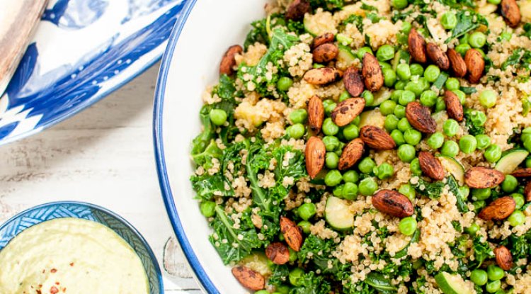 Kale and Pea Salad with Almond Dressing Recipe