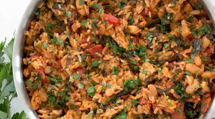 Spinach Corn Rice with Mushroom and Tomato Dips Recipe