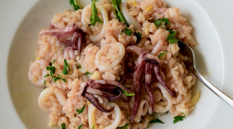 Squid and Rocket Leaves Risotto Recipe