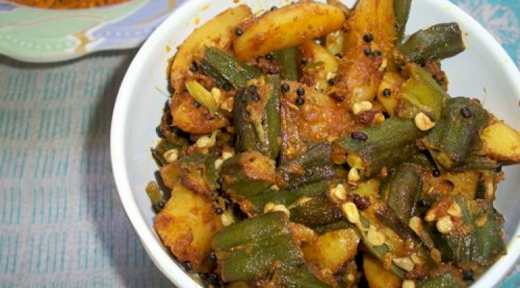 Bhindi Batata Nu Shaak Recipe
