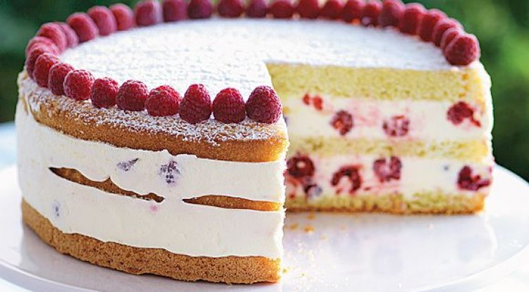 Layered Lemon Cake with Raspberries and Cream Recipe