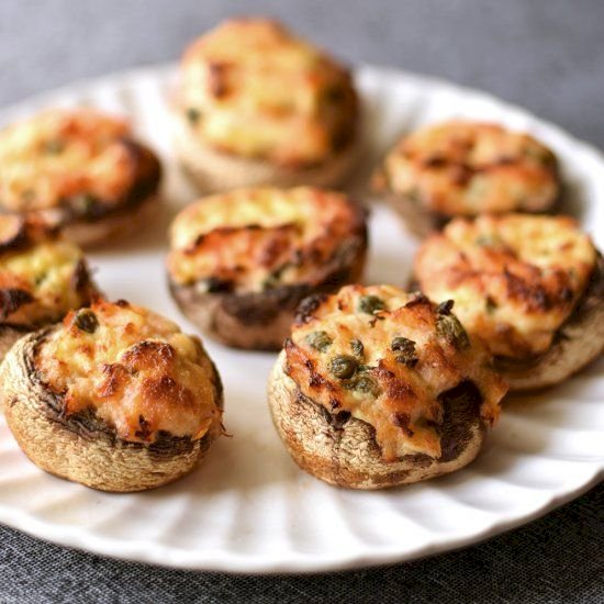 Salmon and Cream Stuffed Mushrooms Recipe
