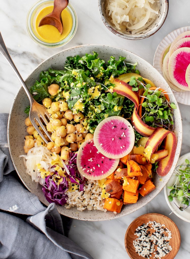 Beetroot Hummus Vegan Buddha Bowl Recipe
